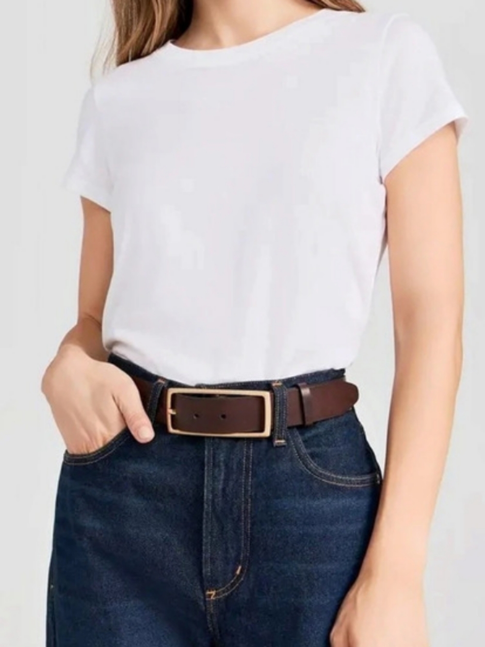 rag & bone Boyfriend Belt Brown Gold-Tone Buckle